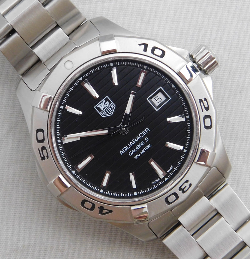 Dark Gray Tag Heuer Aquaracer WAP2010 Calibre 5 Automatic Date SS Mens Watch....41mm