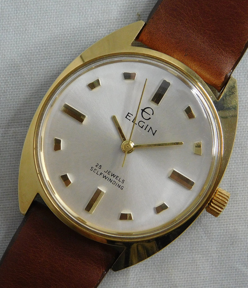 Rosy Brown Elgin Classic Vintage 1960s Swiss 25 Jewel Automatic GP Mens Watch....34mm