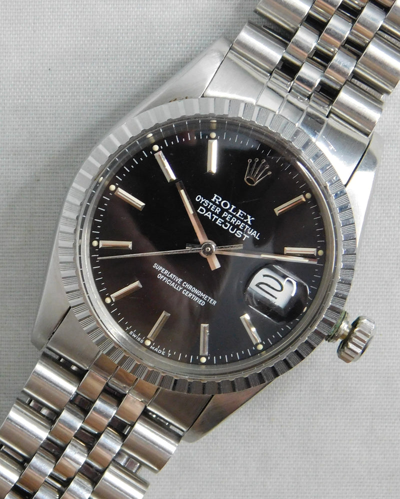 Dark Gray Rolex Datejust 16030 Stainless Steel Black Dial Vintage 1987 Mens Watch....36mm
