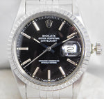 Dark Slate Gray Rolex Datejust 16030 Stainless Steel Black Dial Vintage 1987 Mens Watch....36mm