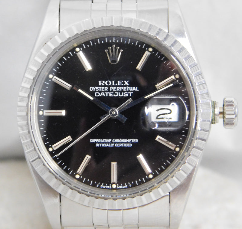 Dark Slate Gray Rolex Datejust 16030 Stainless Steel Black Dial Vintage 1987 Mens Watch....36mm