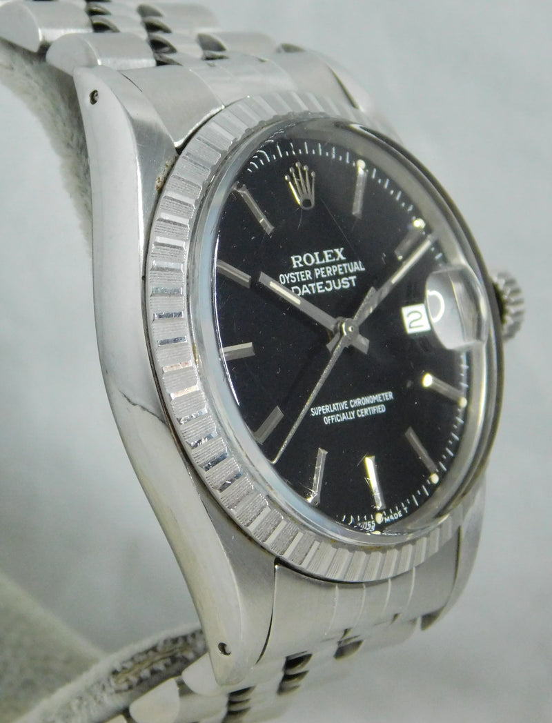 Dark Gray Rolex Datejust 16030 Stainless Steel Black Dial Vintage 1987 Mens Watch....36mm