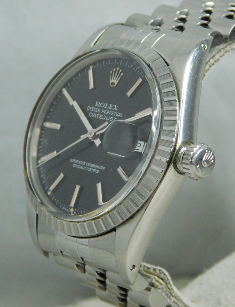 Light Slate Gray Rolex Datejust 16030 Stainless Steel Black Dial Vintage 1987 Mens Watch....36mm
