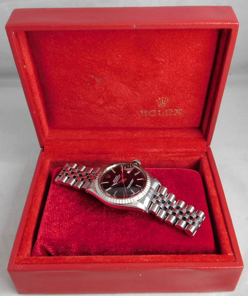 Firebrick Rolex Datejust 16030 Stainless Steel Black Dial Vintage 1987 Mens Watch....36mm