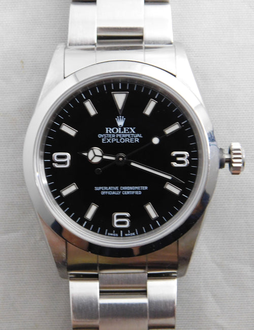 Gray Rolex Explorer 1 Ref. 14270 SS Black 3-6-9 Dial Automatic Mens Watch....36mm