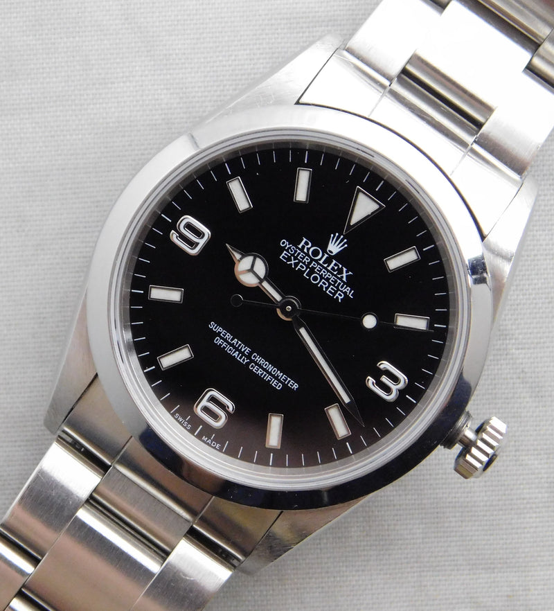 Gray Rolex Explorer 1 Ref. 14270 SS Black 3-6-9 Dial Automatic Mens Watch....36mm