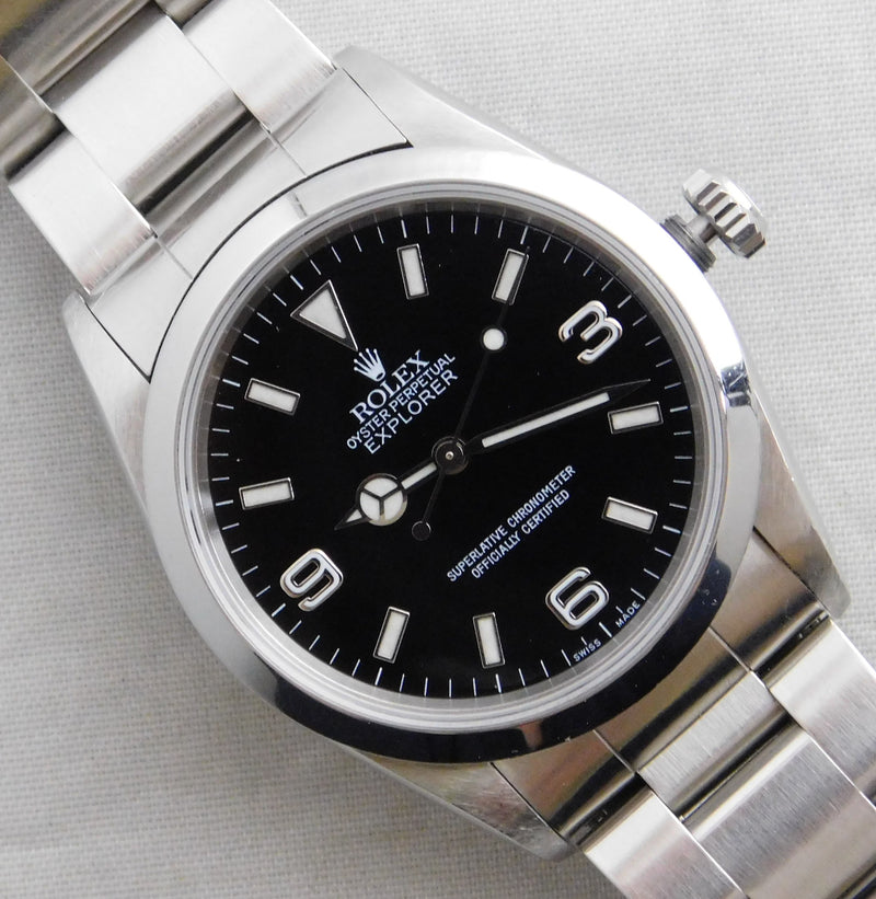 Gray Rolex Explorer 1 Ref. 14270 SS Black 3-6-9 Dial Automatic Mens Watch....36mm