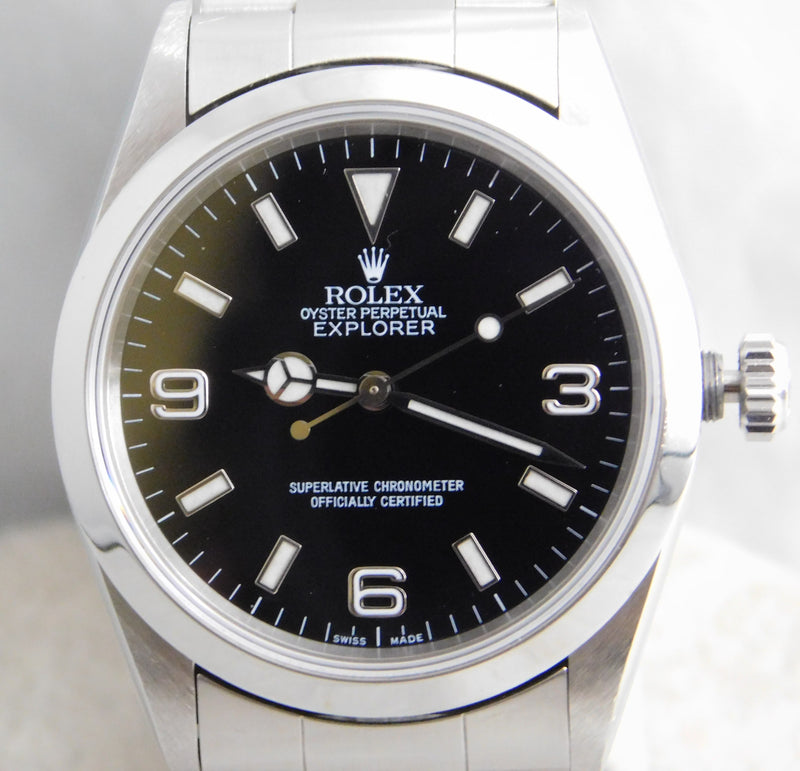 Light Gray Rolex Explorer 1 Ref. 14270 SS Black 3-6-9 Dial Automatic Mens Watch....36mm