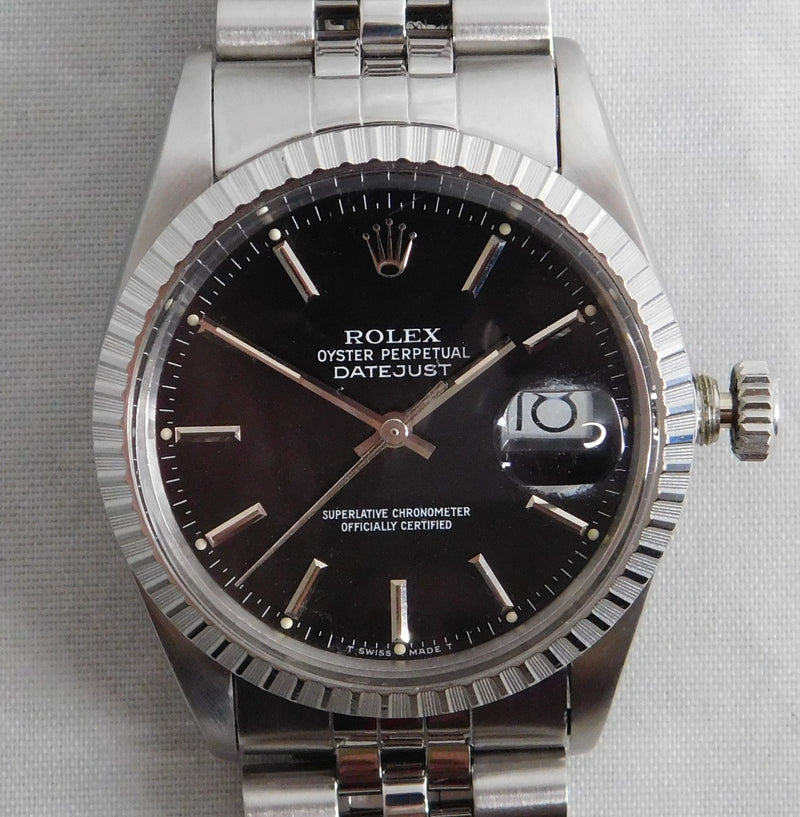 Dark Gray Rolex Datejust 16030 Stainless Steel Black Dial Vintage 1987 Mens Watch....36mm