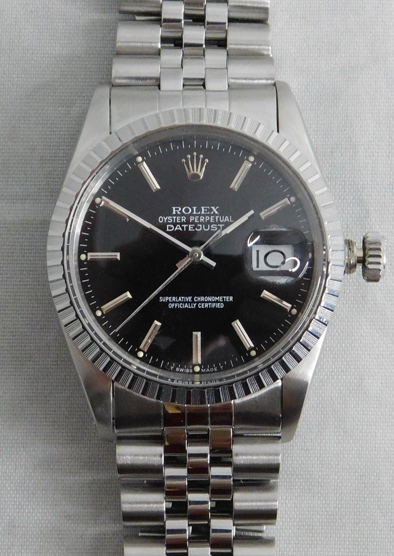 Dark Gray Rolex Datejust 16030 Stainless Steel Black Dial Vintage 1987 Mens Watch....36mm