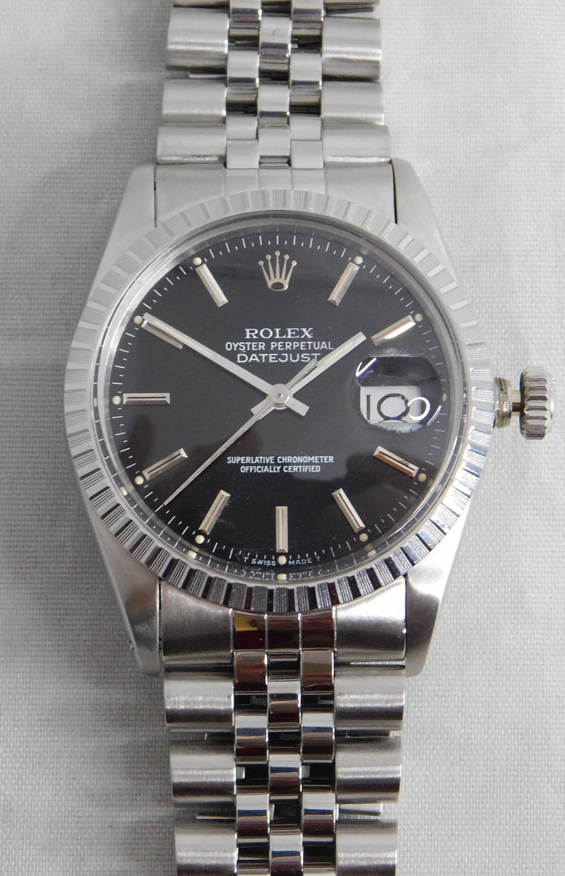 Dark Gray Rolex Datejust 16030 Stainless Steel Black Dial Vintage 1987 Mens Watch....36mm