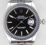 Light Gray Rolex Datejust 16030 Stainless Steel Black Dial Vintage 1987 Mens Watch....36mm