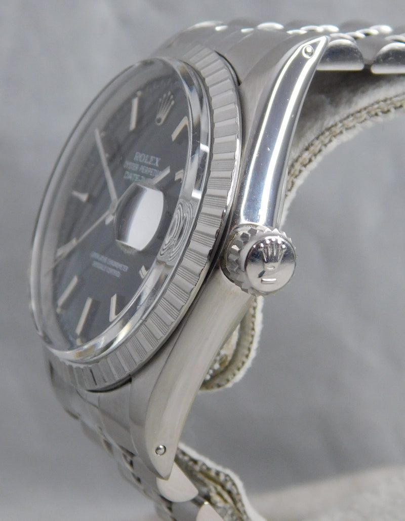 Light Slate Gray Rolex Datejust 16030 Stainless Steel Black Dial Vintage 1987 Mens Watch....36mm