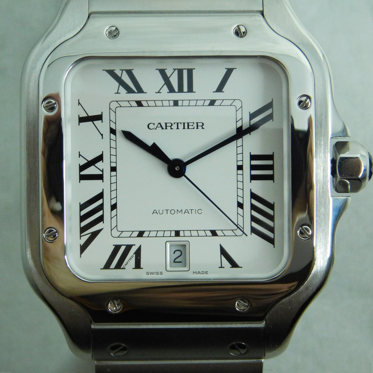 Dark Gray Cartier Santos Stainless Steel Date 4072  WSSA0018 Automatic Mens Watch....37mm