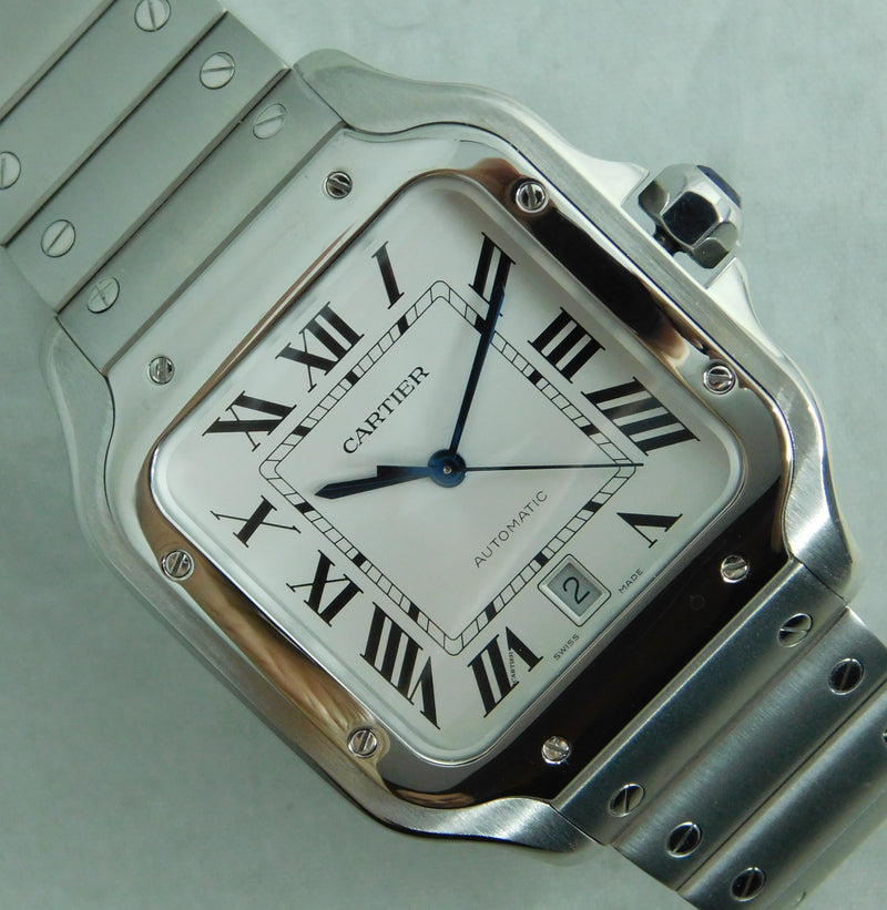 Dark Gray Cartier Santos Stainless Steel Date 4072  WSSA0018 Automatic Mens Watch....37mm