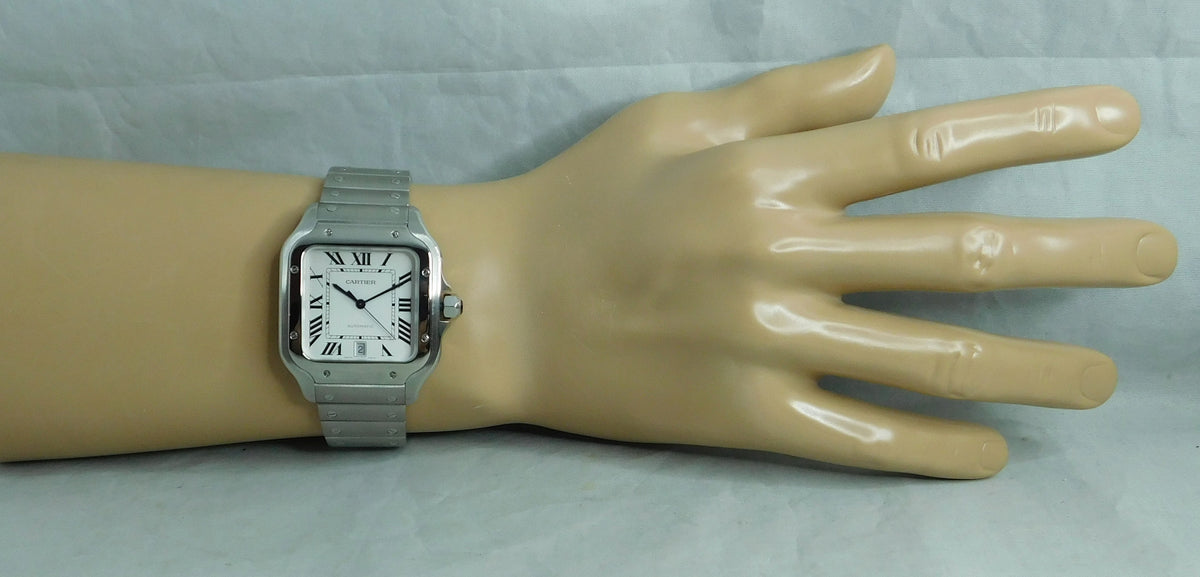 Dark Gray Cartier Santos Stainless Steel Date 4072  WSSA0018 Automatic Mens Watch....37mm