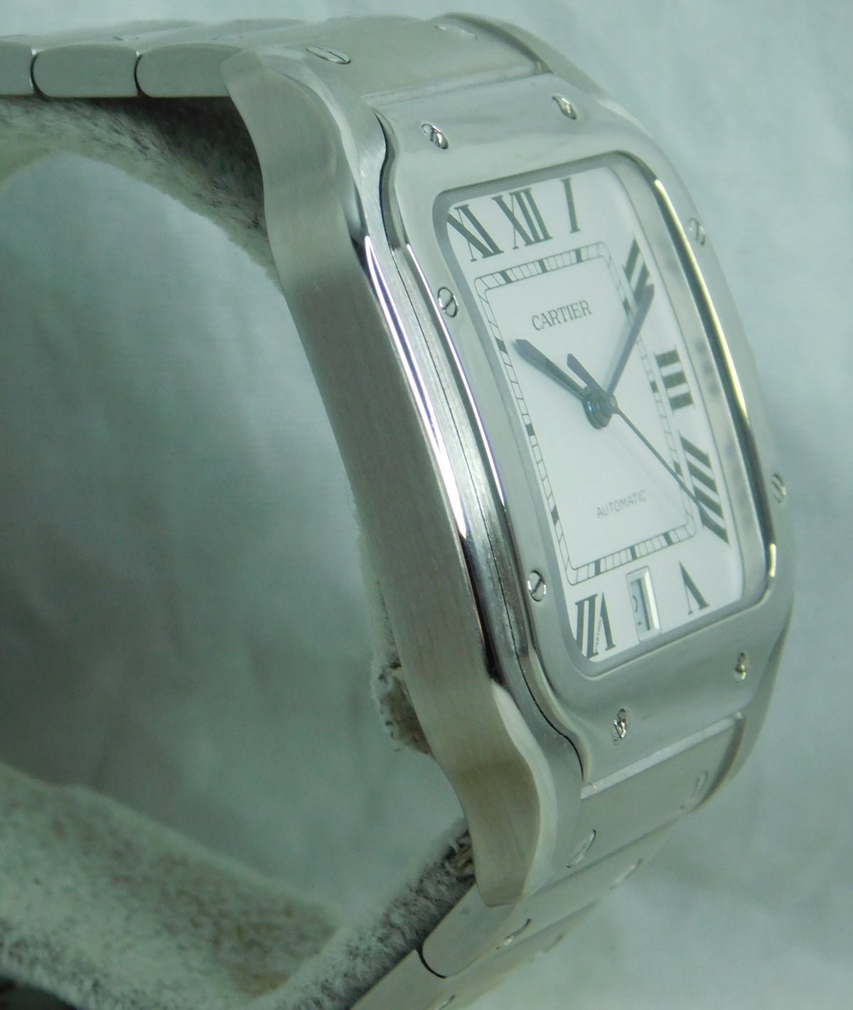 Dim Gray Cartier Santos Stainless Steel Date 4072  WSSA0018 Automatic Mens Watch....37mm