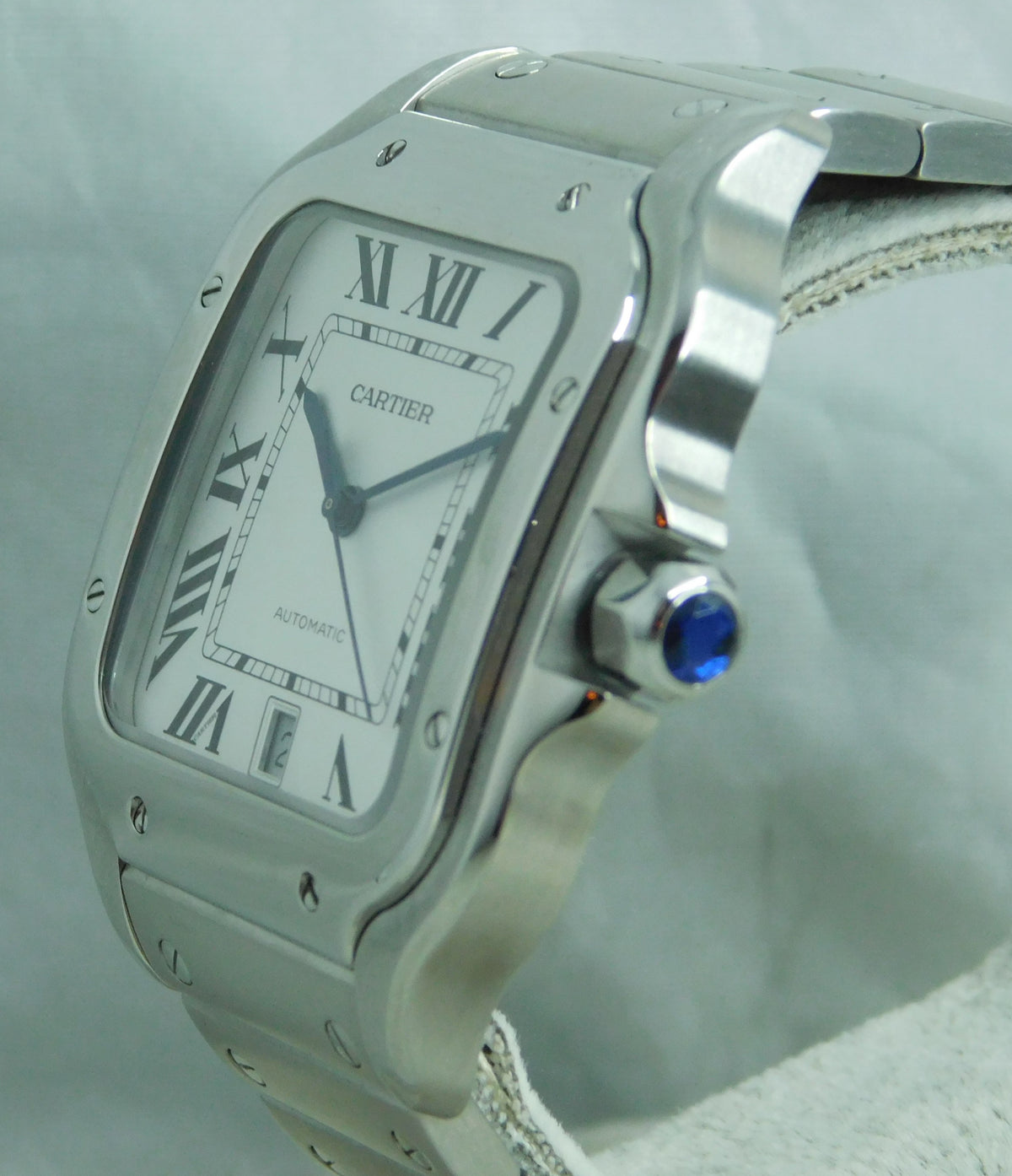 Dark Gray Cartier Santos Stainless Steel Date 4072  WSSA0018 Automatic Mens Watch....37mm