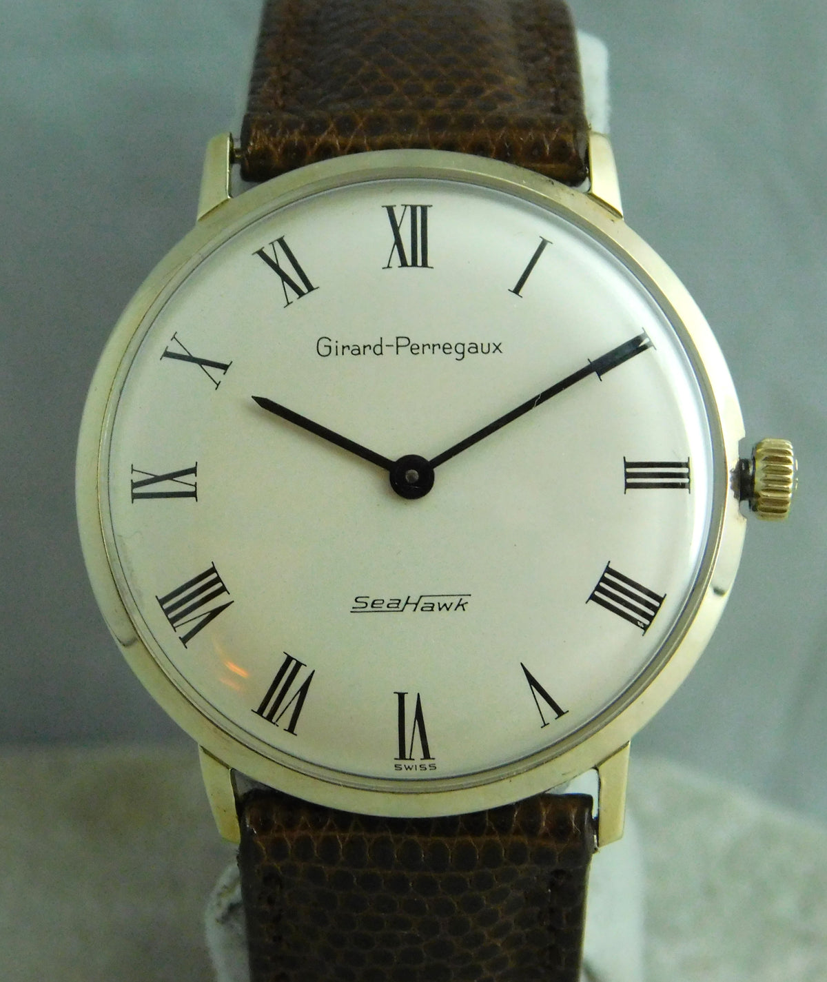Dark Gray Girard-Perregaux Sea Hawk 10k GF Vintage 1950's Manual Wind Mens Watch....34mm