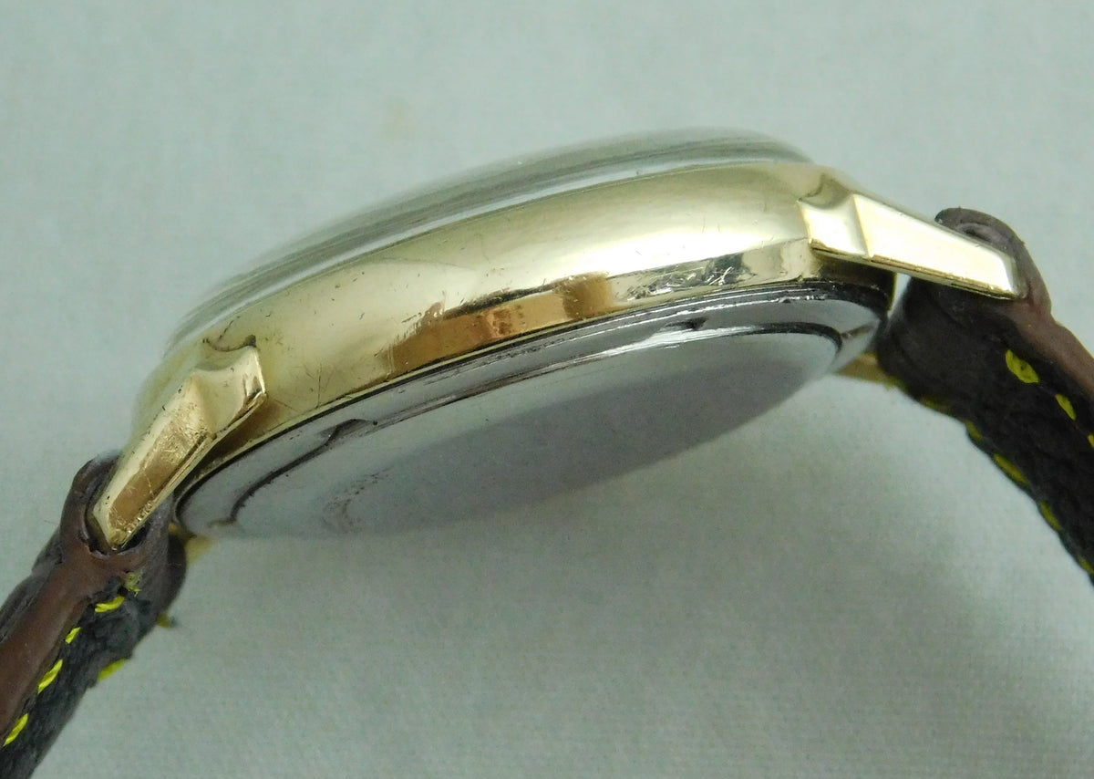 Slate Gray Wittnauer Swiss Automatic 10K Gold Filled 17 Jewels 1950's Mens Watch....34mm