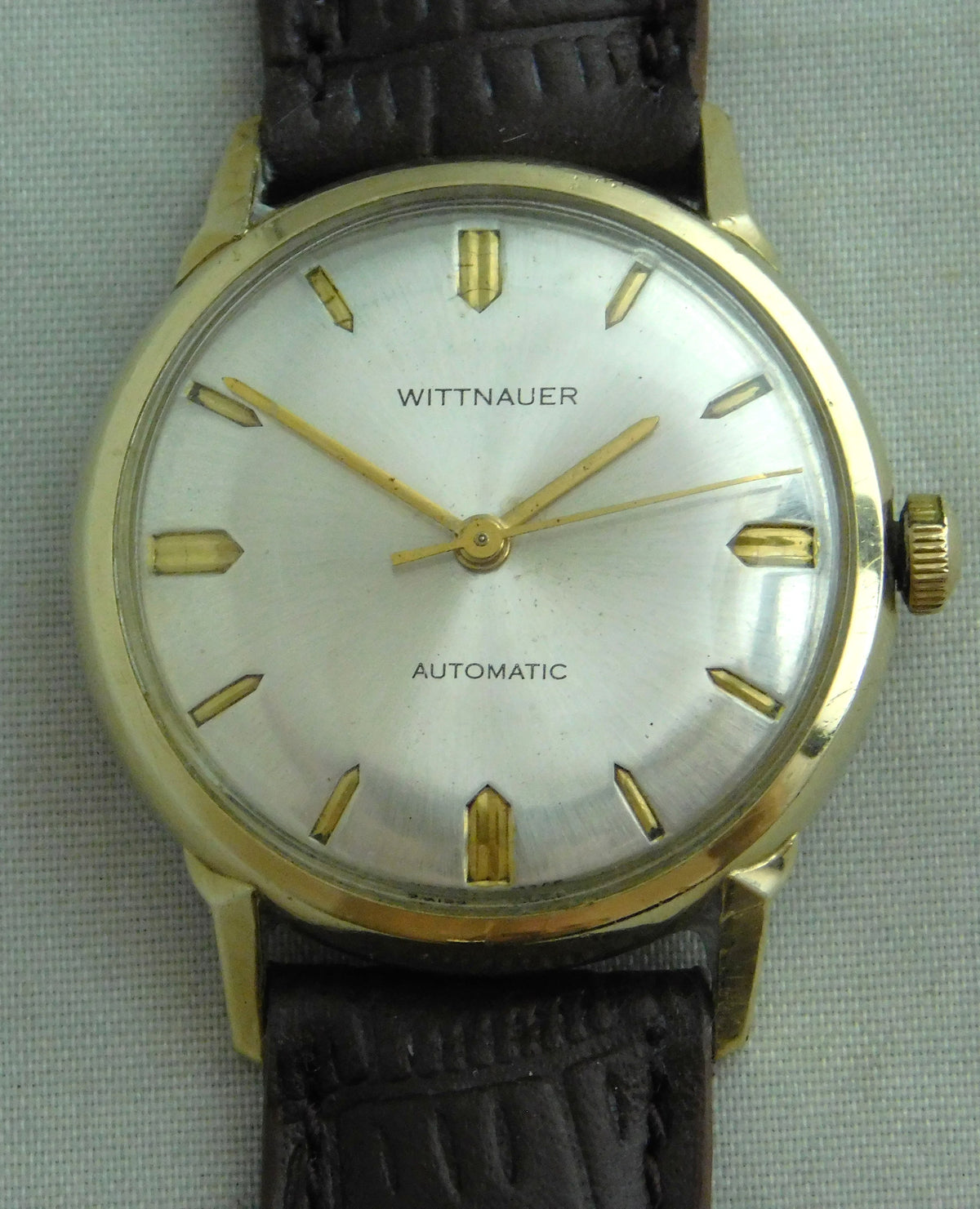 Light Slate Gray Wittnauer Swiss Automatic 10K Gold Filled 17 Jewels 1950's Mens Watch....34mm