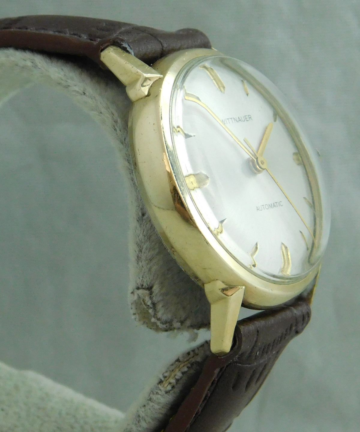 Slate Gray Wittnauer Swiss Automatic 10K Gold Filled 17 Jewels 1950's Mens Watch....34mm