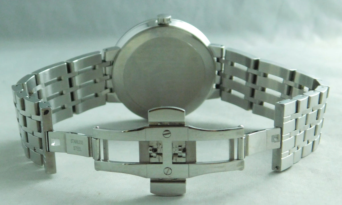 Dim Gray Movado Esperanza Black Dial Stainless Steel Mens Watch 39mm