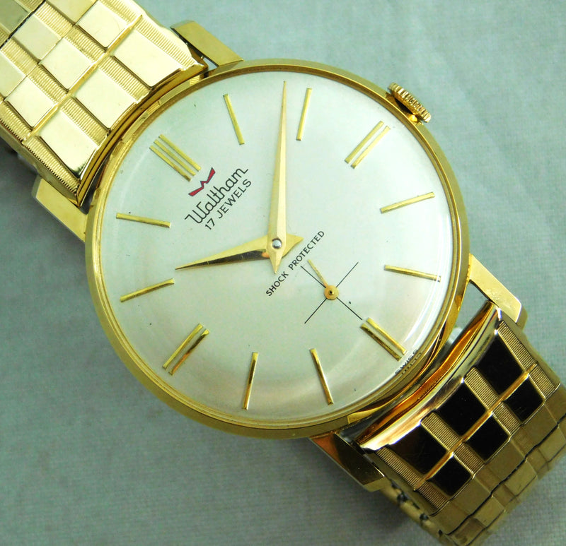 Slate Gray Waltham Ultra-Slim 7mm Thick Swiss Manual Wind Vintage 1960's Mens Watch  33mm