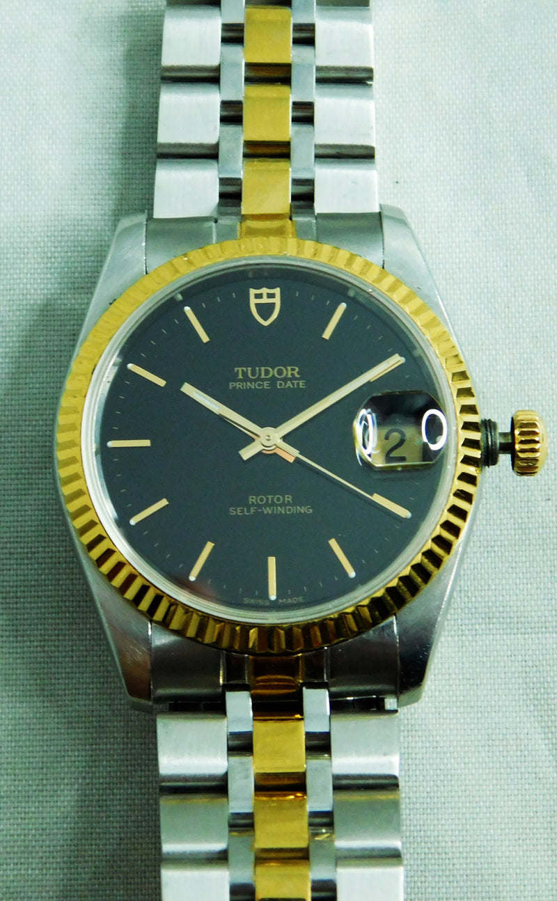 Rolex Tudor Prince Date 74033 Two-Tone Black Dial Circa 2002 Mens