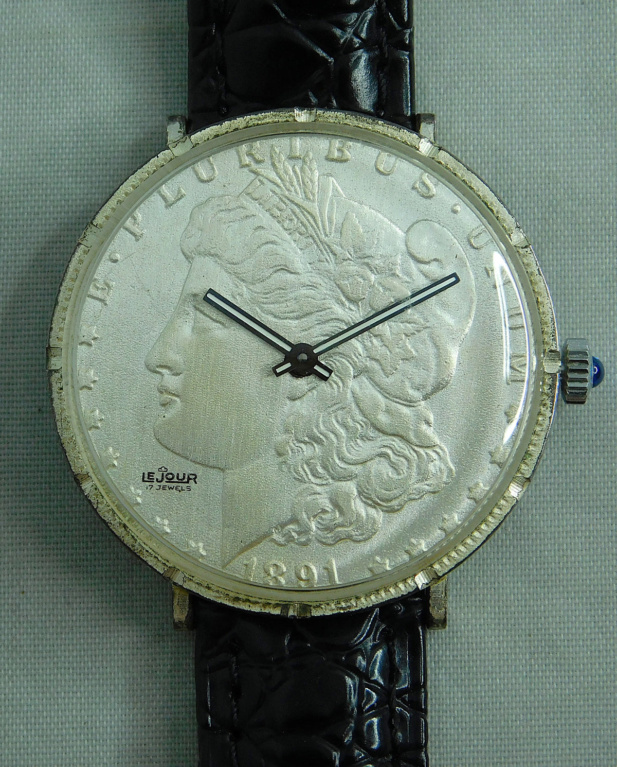 Slate Gray Morgan Silver Dollar Coin Watch Swiss LeJour 17 Jewel Manual Wind Movement  38mm