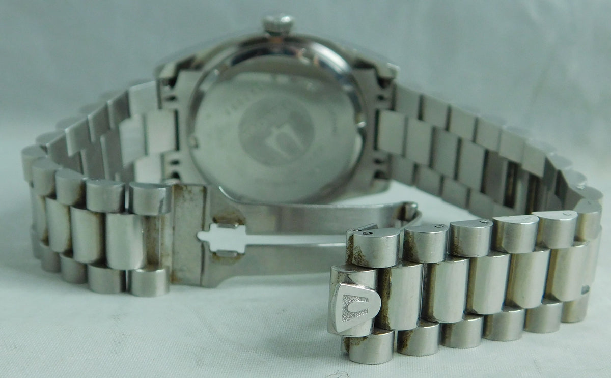Light Slate Gray Bulova Super Seville Day - Date SS 1980's Swiss Automatic Mens Watch   36mm