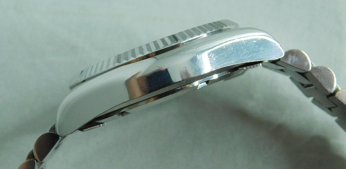 Slate Gray Bulova Super Seville Day - Date SS 1980's Swiss Automatic Mens Watch   36mm