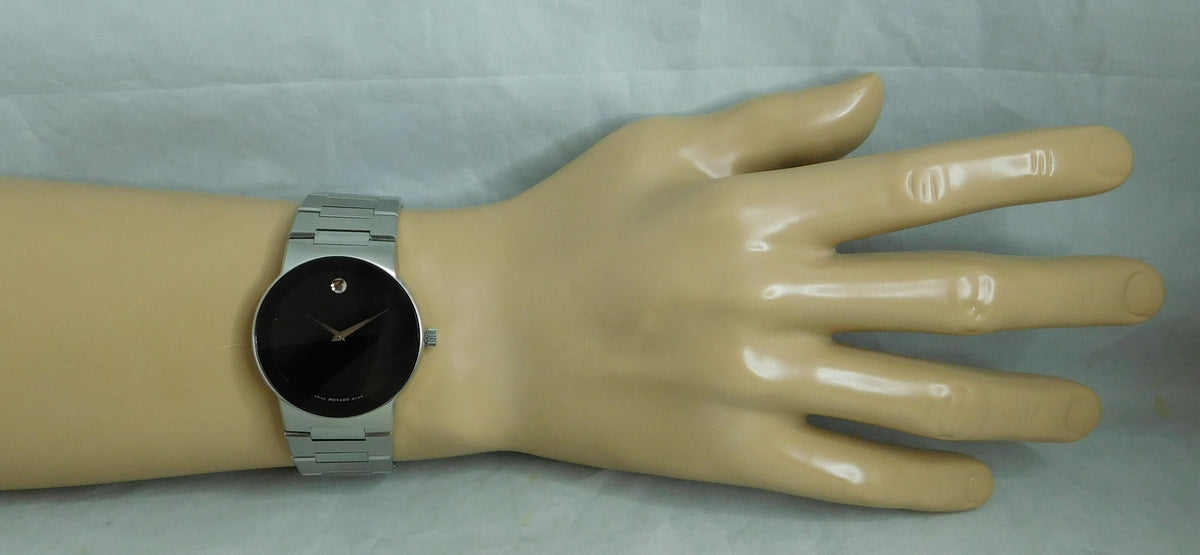 Light Slate Gray Movado Safiro Stainless Steel Black Dial 84G11885 Circa 2010's Mens Watch   38mm