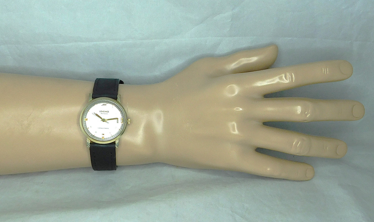 Light Slate Gray Longines Ultra Chron Hi-Beat 36,000 BPH Automatic Date 10k GF Mens Watch   34mm