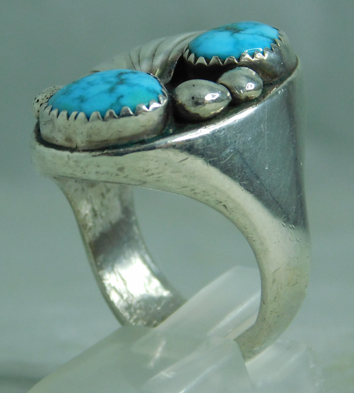 Slate Gray Navajo 925 Sterling Silver 22 Grams Mens Turquoise Ring Size 10