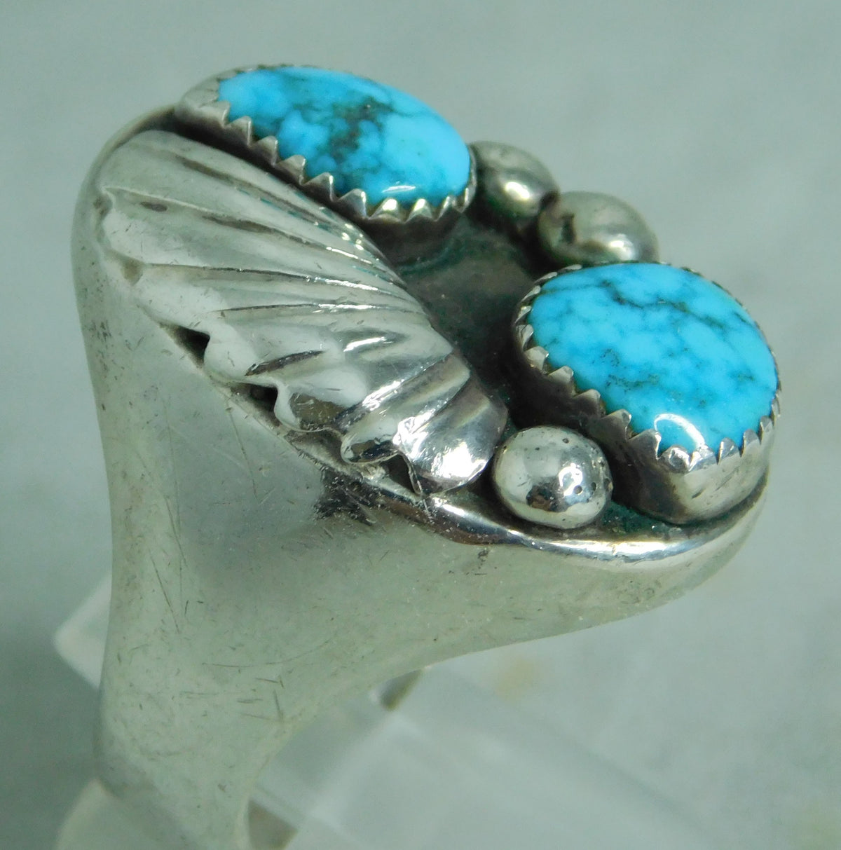 Dark Gray Navajo 925 Sterling Silver 22 Grams Mens Turquoise Ring Size 10