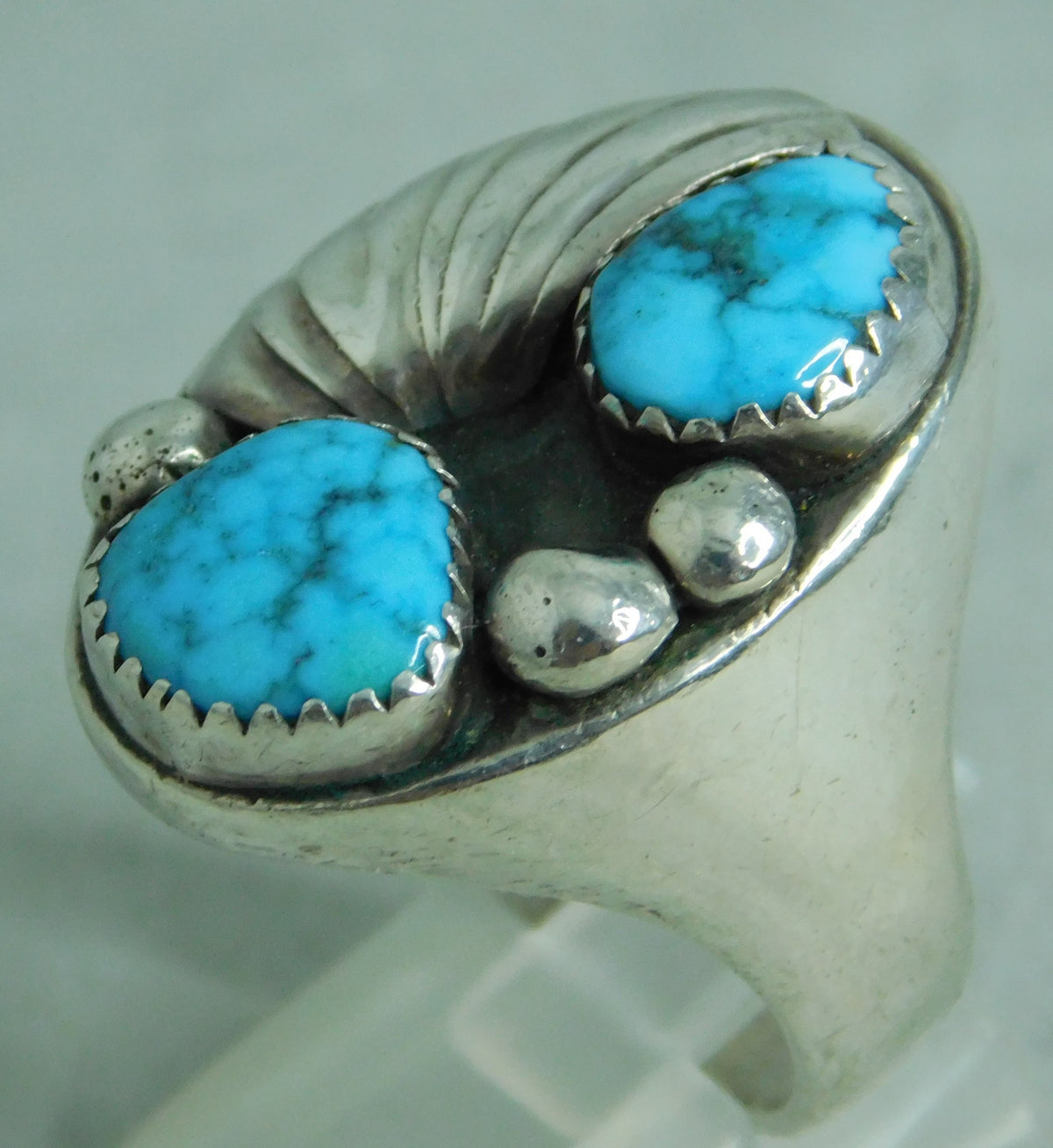 Dark Gray Navajo 925 Sterling Silver 22 Grams Mens Turquoise Ring Size 10