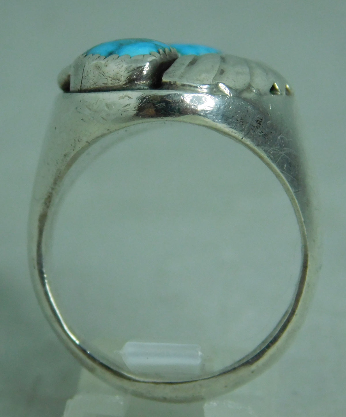 Light Slate Gray Navajo 925 Sterling Silver 22 Grams Mens Turquoise Ring Size 10
