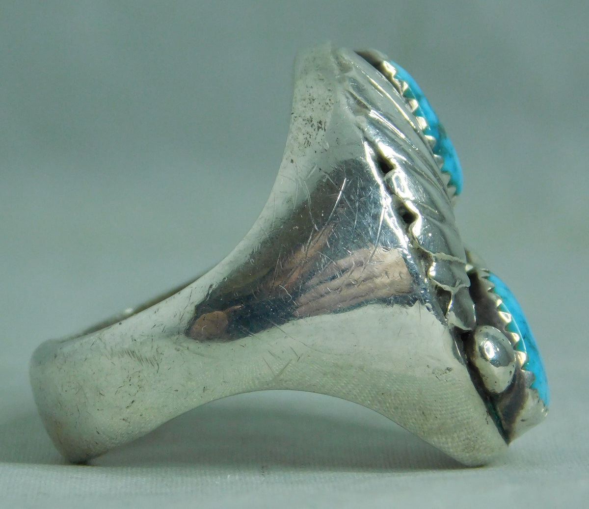 Slate Gray Navajo 925 Sterling Silver 22 Grams Mens Turquoise Ring Size 10