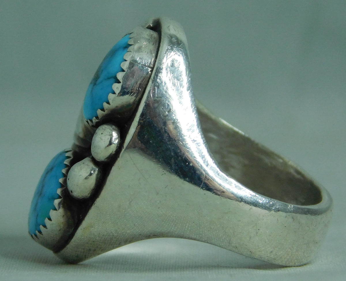 Slate Gray Navajo 925 Sterling Silver 22 Grams Mens Turquoise Ring Size 10