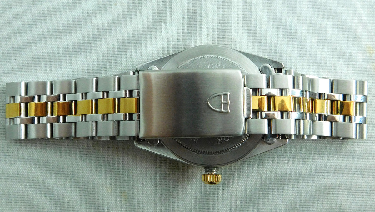 Gray Rolex Tudor Prince Date 74033 White Roman Dial 2-Tone Circa 2000 Mens Watch  34mm