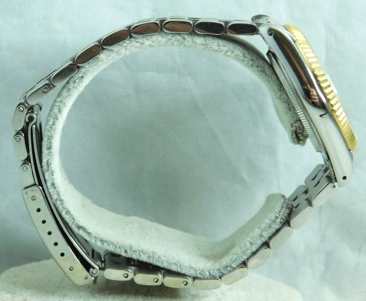 Dark Gray Rolex Tudor Prince Date 74033 White Roman Dial 2-Tone Circa 2000 Mens Watch  34mm