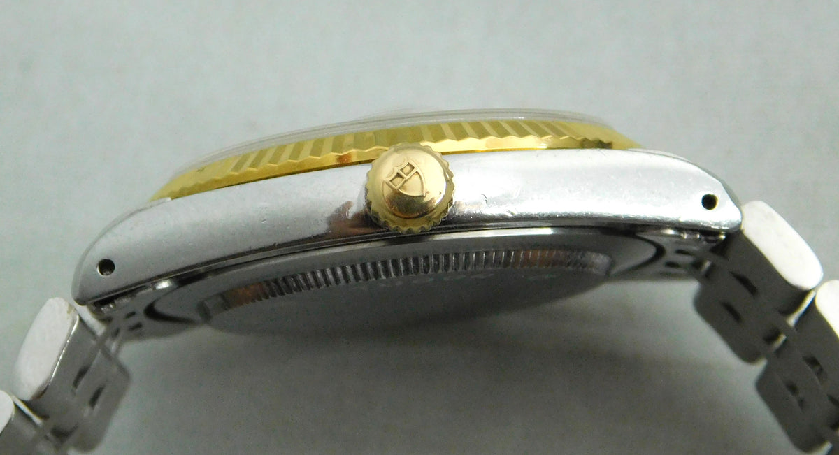 Rolex Tudor Prince Date 74033 White Roman Dial 2-Tone Circa 2000 Mens Watch   34mm