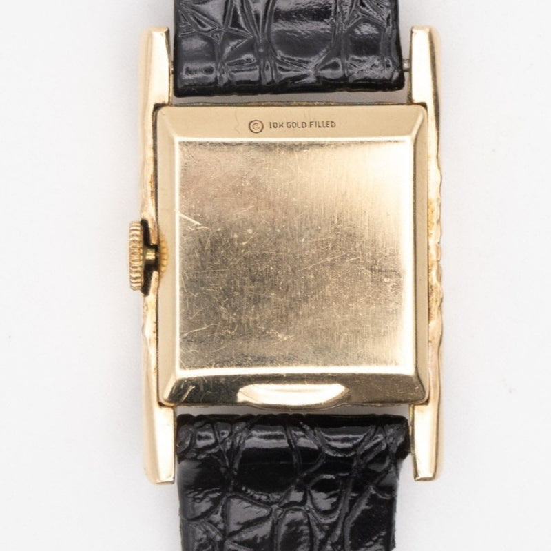 Dark Slate Gray Benrus Classic Fancy Scalloped Case 10K Gold Filled Model 80 Mens Watch....26mm