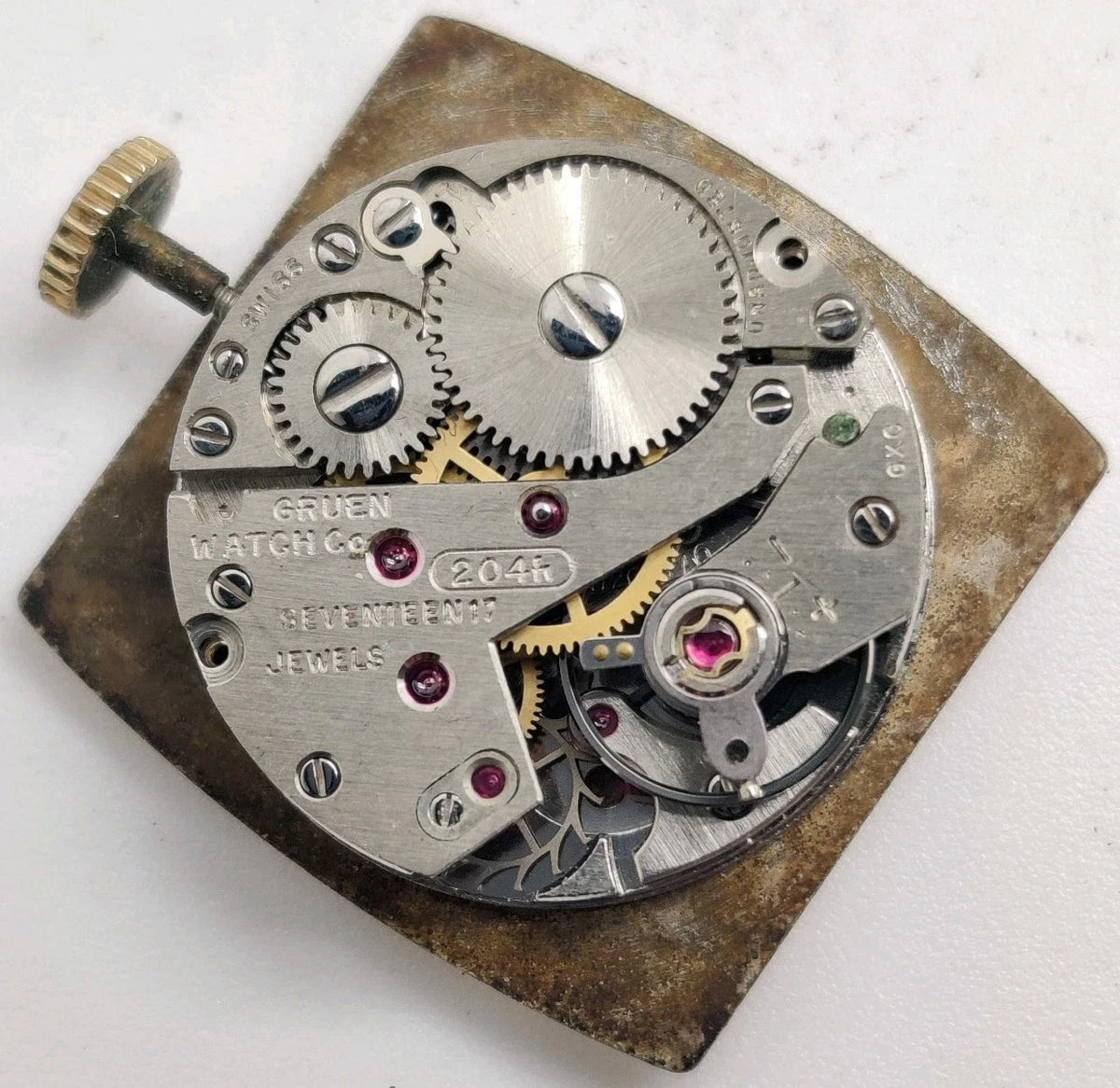 Lavender Gruen Precision  Swiss 17 Jewels Manual Wind Vintage 1960's Mens Watch   31mm