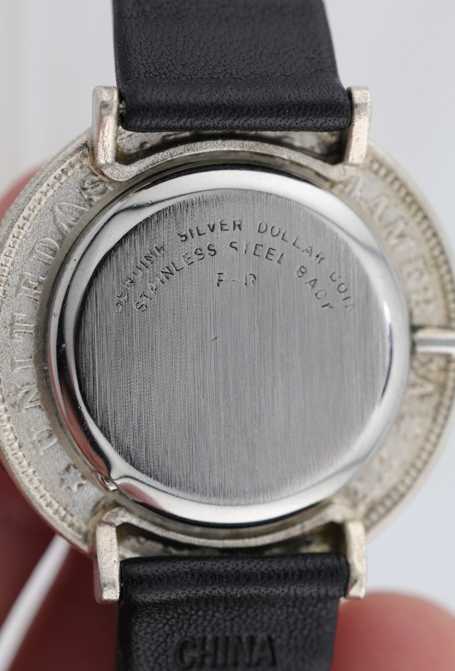 Dark Gray Morgan 1921 Silver Dollar Coin Watch Swiss 17 Jewel Manual Wind Movement Mens Watch   38mm