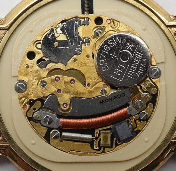 Dark Khaki Movado Museum 87.33.866 Black Dial Quartz  Gold Plated Mens Watch,,,,32mm