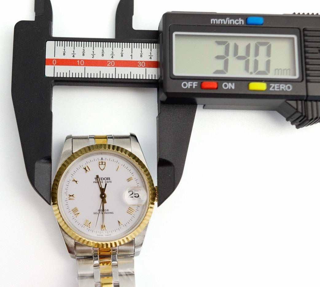 White Smoke Rolex Tudor Prince Date 74033 White Roman Dial 2-Tone Circa 2000 Mens Watch  34mm