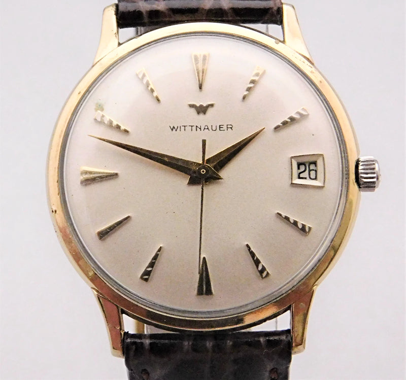 Light Gray Wittnauer Vintage 1960's Ivory Dial Manual Wind Pre-Owned Mens Watch....34mm