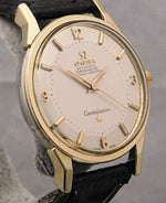 Rosy Brown Omega Constellation Pie Pan Certified Chronometer 14K & SS Vintage 1962 Mens Watch....34mm